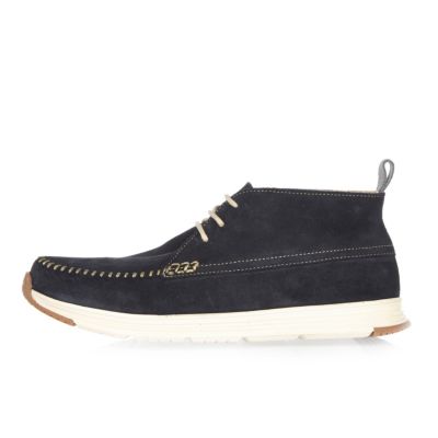 Navy suede hybrid boots